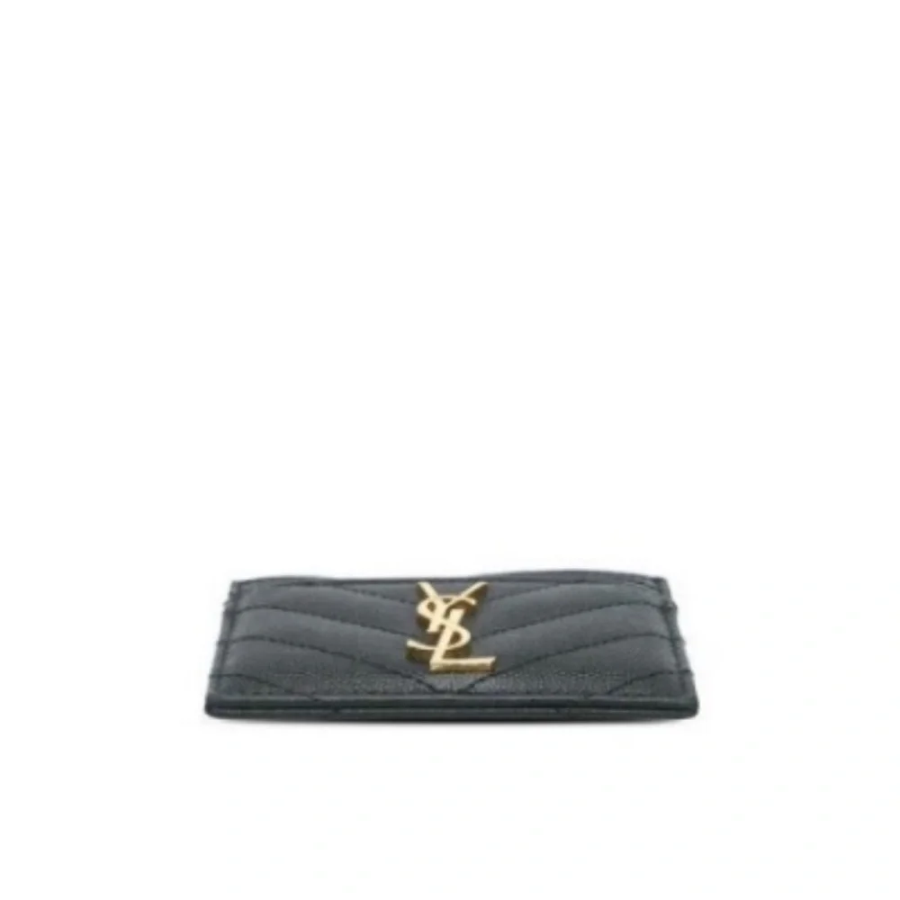 Yves Saint Laurent Black Card Holder with Gold Logo - Picture 2 of 5